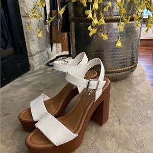 Gianni Bini White and Tan Heeled Sandals